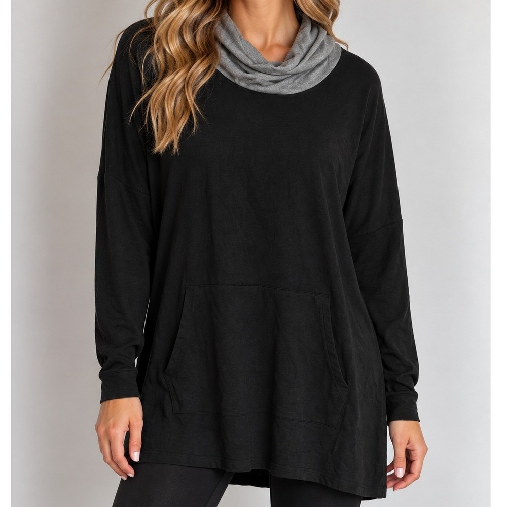 Eileen Fisher Turtleneck Hoodie Pullover Quiet Luxury Old Money Scandi Neutral